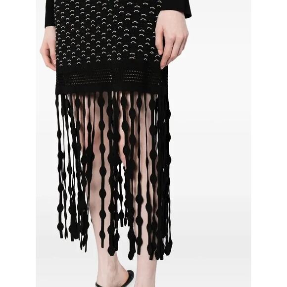 Jonathan Simkhai Filippa Lattice Fringed Skirt stretch black white size small S - Picture 2 of 10